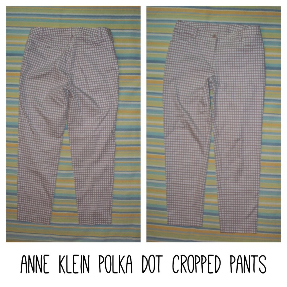 Anne Klein Taupe/Cream polka dot cropped pants 4